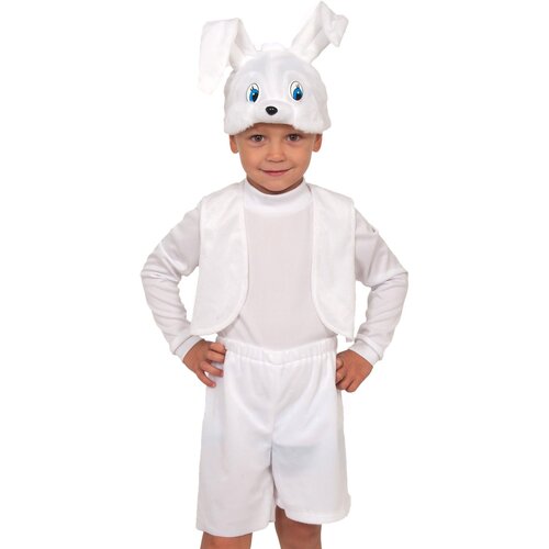 фото Зайчик белый лайт жилет карнавалофф карнавальный костюм детский рост 92-116 см
