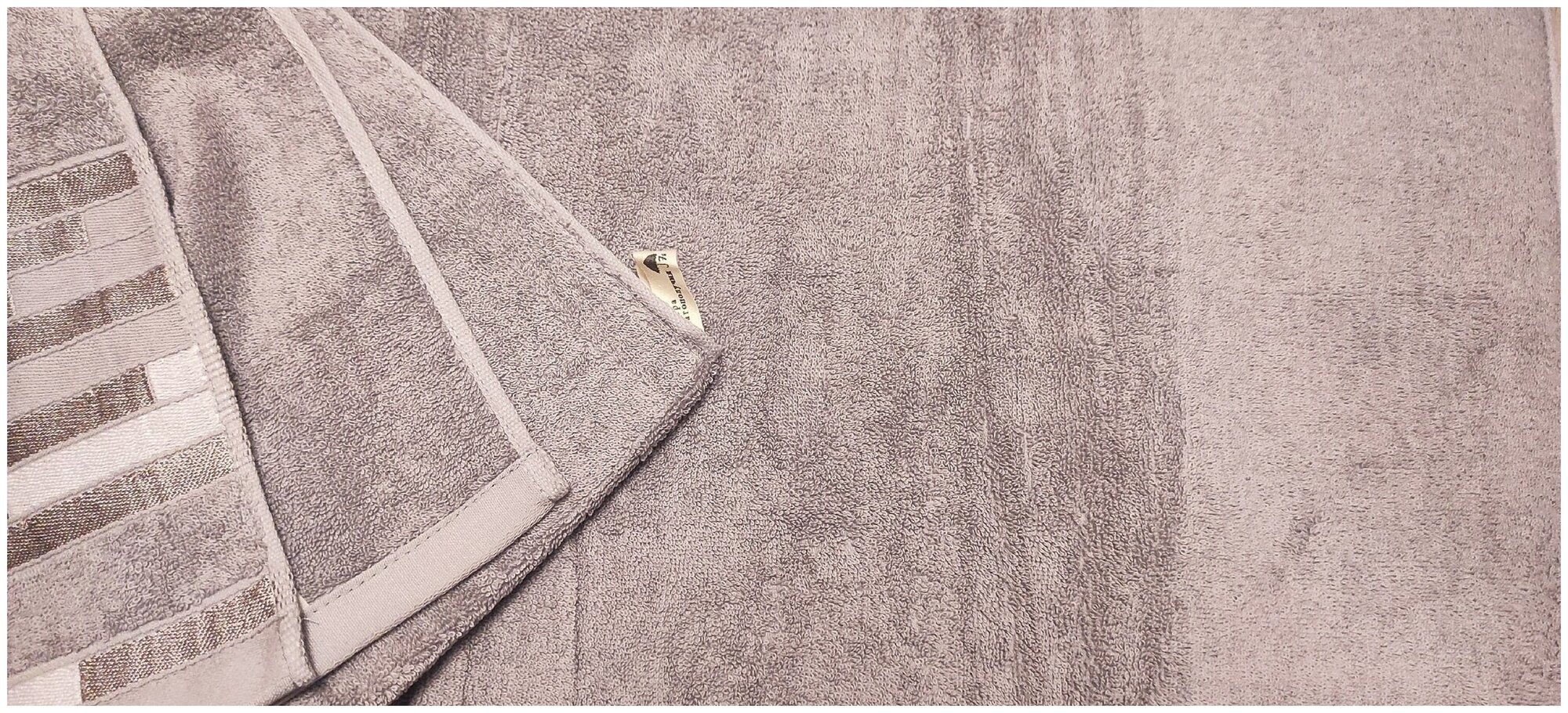 Полотенце махровое "Кирпичики" 140x70, 100% хлопок Серый - фотография № 3