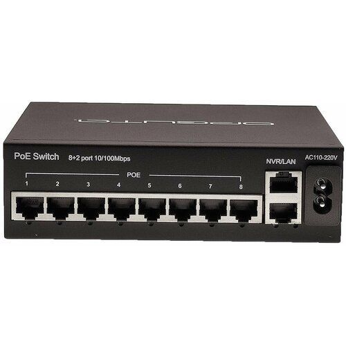 uniview коммутатор 6 100mbps network ports rj45 including 4 poe ports ieee802 3 ieee802 3u ieee802 3az ieee802 3x ieee802 3af ieee802 3at 1 2gbps 0 90mpps 768kbit 2k 160mm x 93mm x 32mm 6 33 71 nsw2010 6t poe in Орбита OT-VNP36 POE коммутатор (8poe+2lan порта)