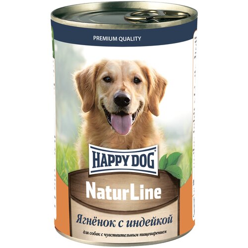 Консервы Happy Dog Natur Line с ягненком и индейкой для собак (410 г, Ягненок с индейкой) 20 шт.
