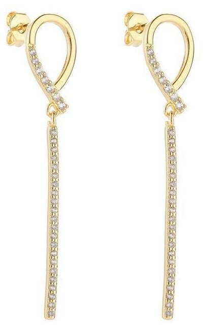 Серьги с подвесками WASABI jewell, циркон, размер/диаметр 49 мм, золотой