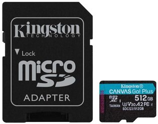 Карта памяти microSDXC 512ГБ Class10 Kingston Canvas Go! Plus UHS-I U3 (sdcg3/512gb)