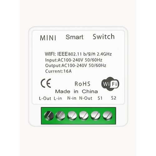Мини переключатель WiFi реле mini Smart Switch WI-Fi 16A Алиса Alexa Google Home Маруся WiFi Smart реле 16A в подрозетник для умного дома 1071₽