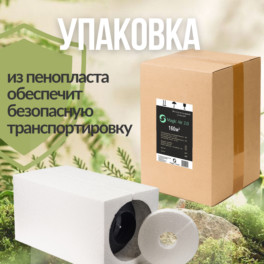 Угольный фильтр для гроубокса Magic Cloud Magic Air 2.0 160 м3/ диаметр патрубка 100мм многоразового использования — фото 7