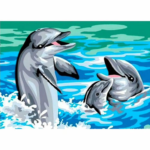 MRC1531-402 Канва с рисунком MARGOT \'Дельфины\' 40*50 см