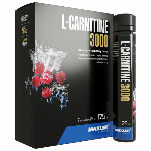 Maxler L-карнитин Comfortable Shape 3000, черника-малина л карнитин жидкий binasport l carnitine 3600 мг питьевой 24 флакона по 25 мл со вкусом апельсин