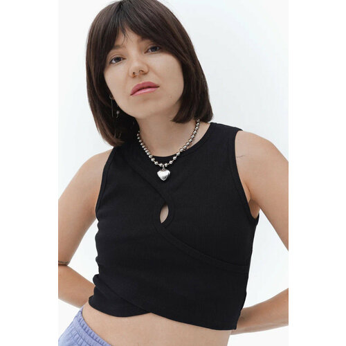 Топ Base Store, хлопок, трикотаж, размер S, черный