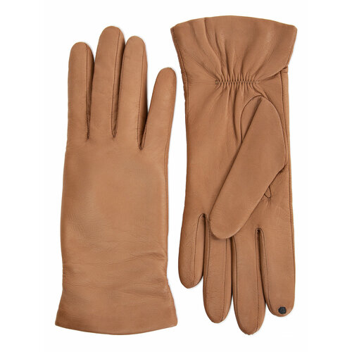 фото Перчатки eleganzza зимние, натуральная кожа, подкладка, размер 7.5, коричневый, бежевый
