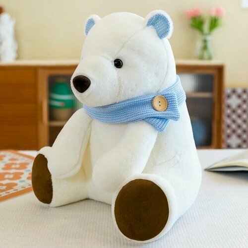 Мягкая игрушка пухлый мишка/медведь в шарфике 30 см