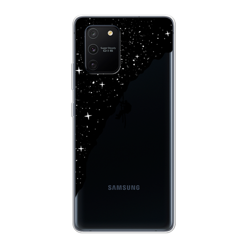 Силиконовый чехол на Samsung Galaxy A91 / Самсунг Галакси А91 Скалолаз в космосе, прозрачный