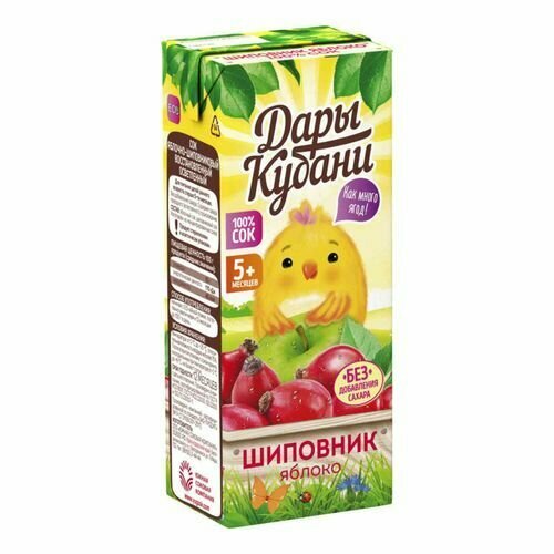 Сок детский Дары Кубани яблоко-шиповник с 5 месяцев 200 мл