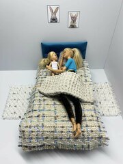 Мебель для кукол Барби Вarbie до 30 см Ola la Home Кроватка синяя игрушечная в кукольный домик