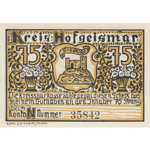 Германия (Веймарская Республика) Хофгайсмар 75 пфеннигов 1922 г. (2)