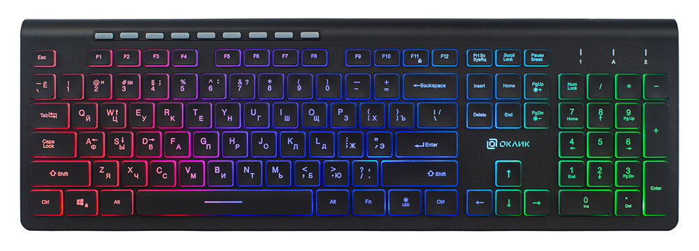 Клавиатуры OKLICK 490ML черный/черный USB SLIM Multimedia