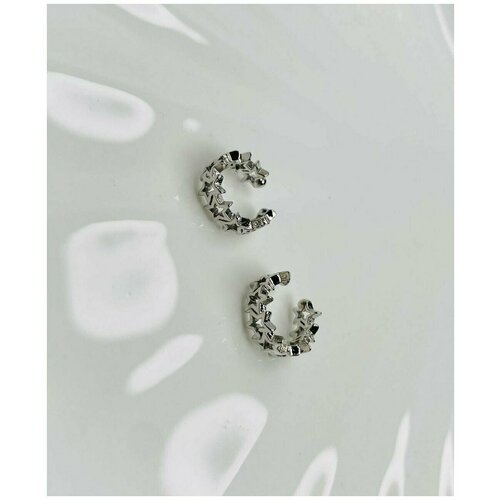 Серьги каффы Kyle, размер/диаметр 10 мм., серебряный