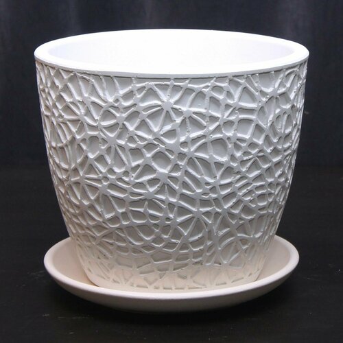 Горшок для цветов с поддоном Бутон паутинка бел. N2 d14см + Дренаж1л