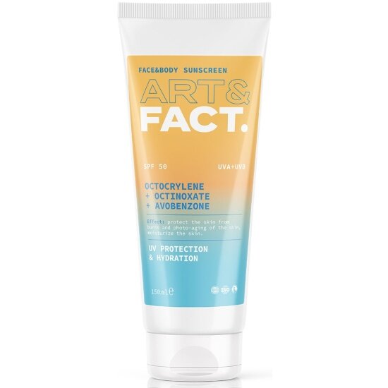 Солнцезащитный крем для лица и тела Art&fact SPF50 Octocrylene+Octin SPF50, 150 мл