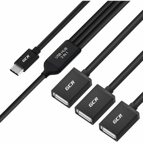 Переходник Gcr USB Hub Type-C гибкий 0.35m разветвитель на 3 USB порта, СМ / 3 х AF, черный, -55296 переходник gcr usb hub type c гибкий 1 2m разветвитель на 3 usb порта см 3 х af черный 55311