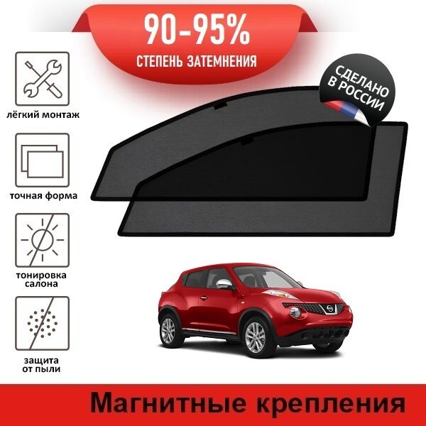 Каркасные шторки LATONIK PREMIUM на Nissan Juke 1 (YF15) (2010-2014) на передние двери на магнитах с затемнением 90-95%