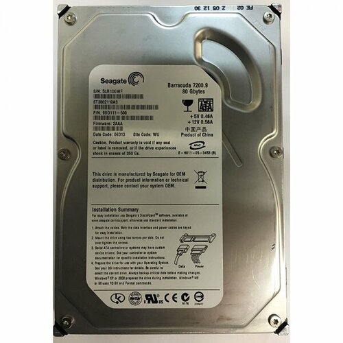 Жесткий диск Seagate 9BD111 80Gb 7200 SATAII 35 HDD 228500₽