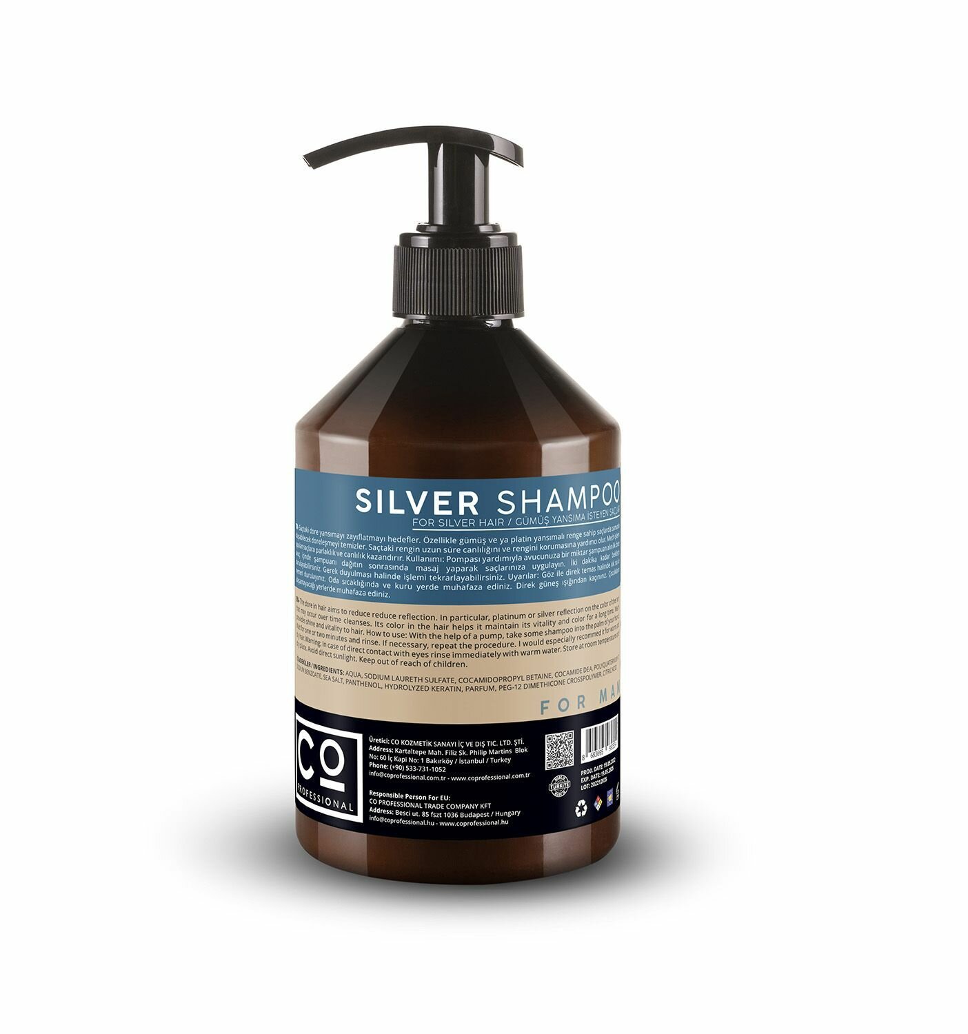 Шампунь для осветленных волос, против нейтрализации желтизны CO PROFESSIONAL FOR MAN Silver Shampoo, 500 мл