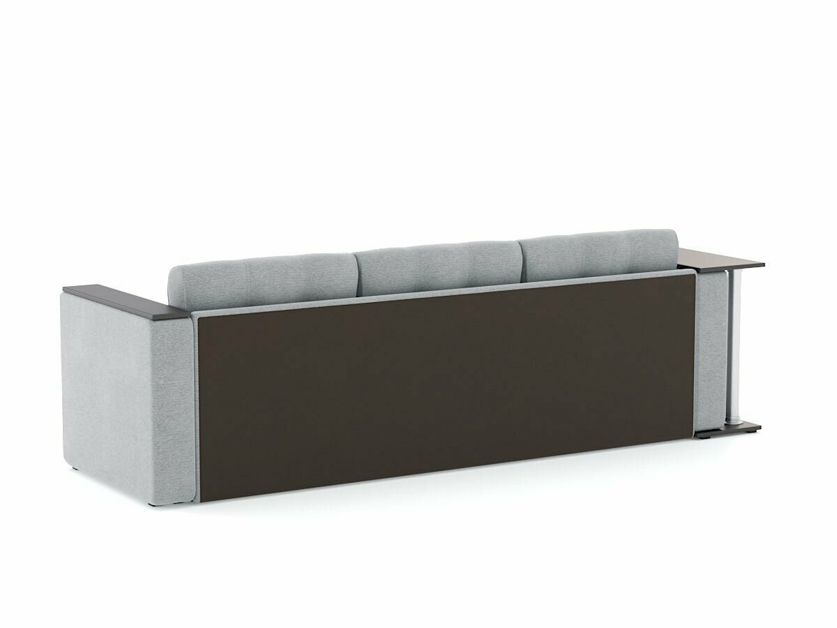 Угловой диван Атланта Эконом дельфин, рогожка Дрим Лайт грей, столик, левый угол — фото 1