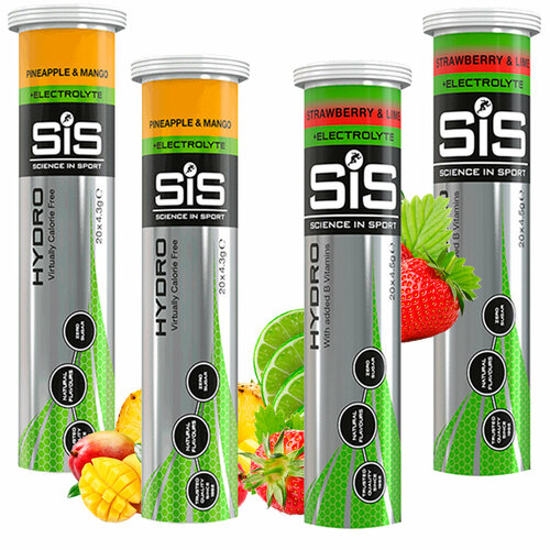фото Изотоник science in sport (sis) go hydro tablet 20s 4 x 20 таблеток, ананас - манго, клубника - лайм