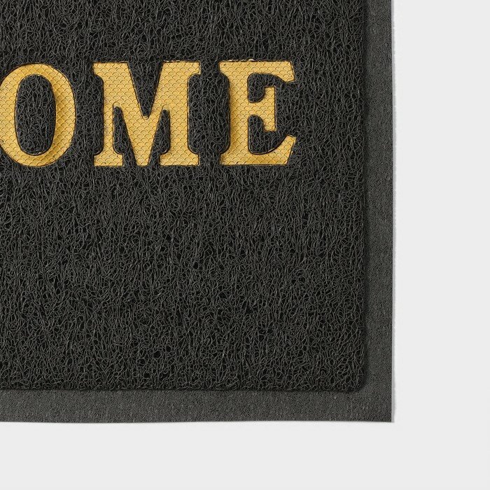 Коврик придверный Доляна Welcome, с окантовкой, 38×58 см, цвет серый - фотография № 4