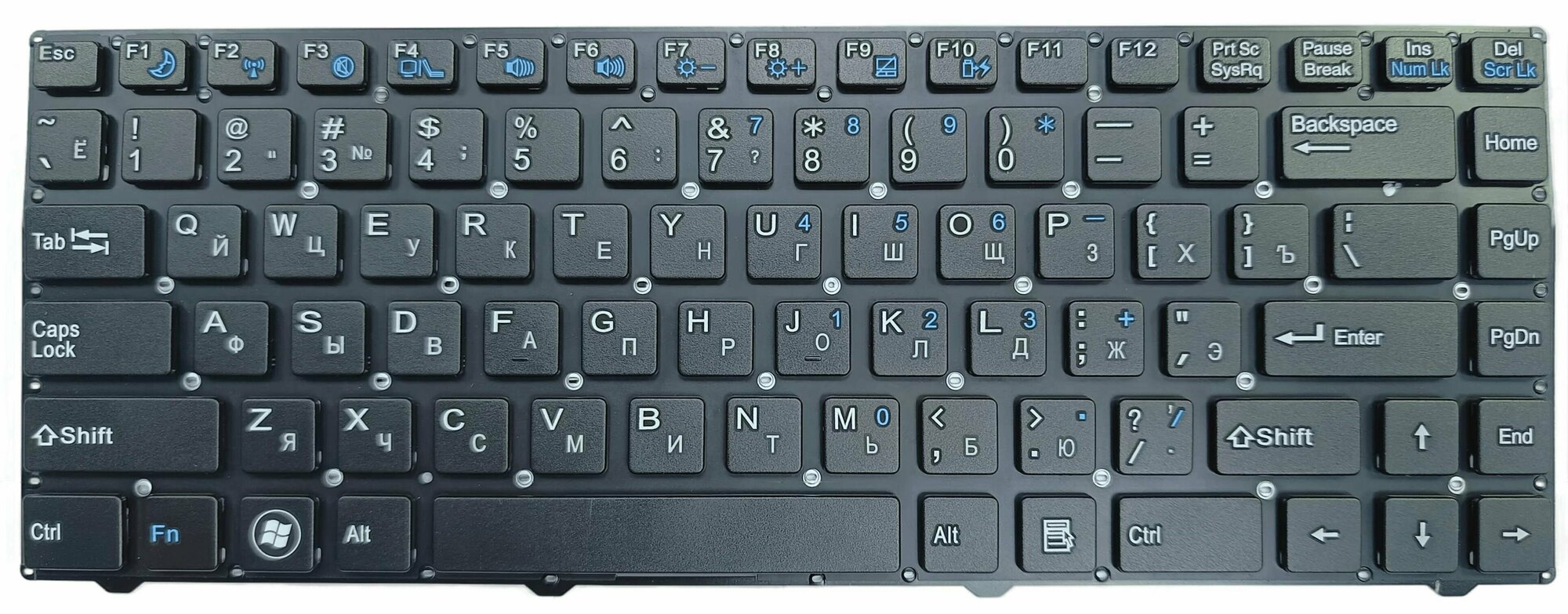 Клавиатура для ноутбука DNS 0150931 Pegatron B14Y Clevo W740 W840 Series черная без рамки больш