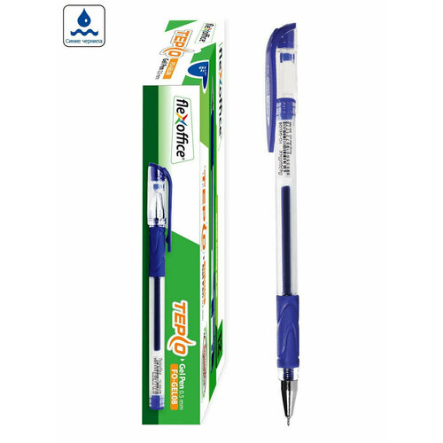 Ручка гелевая 0,5мм FlexOffice Tepco, синяя (12шт)