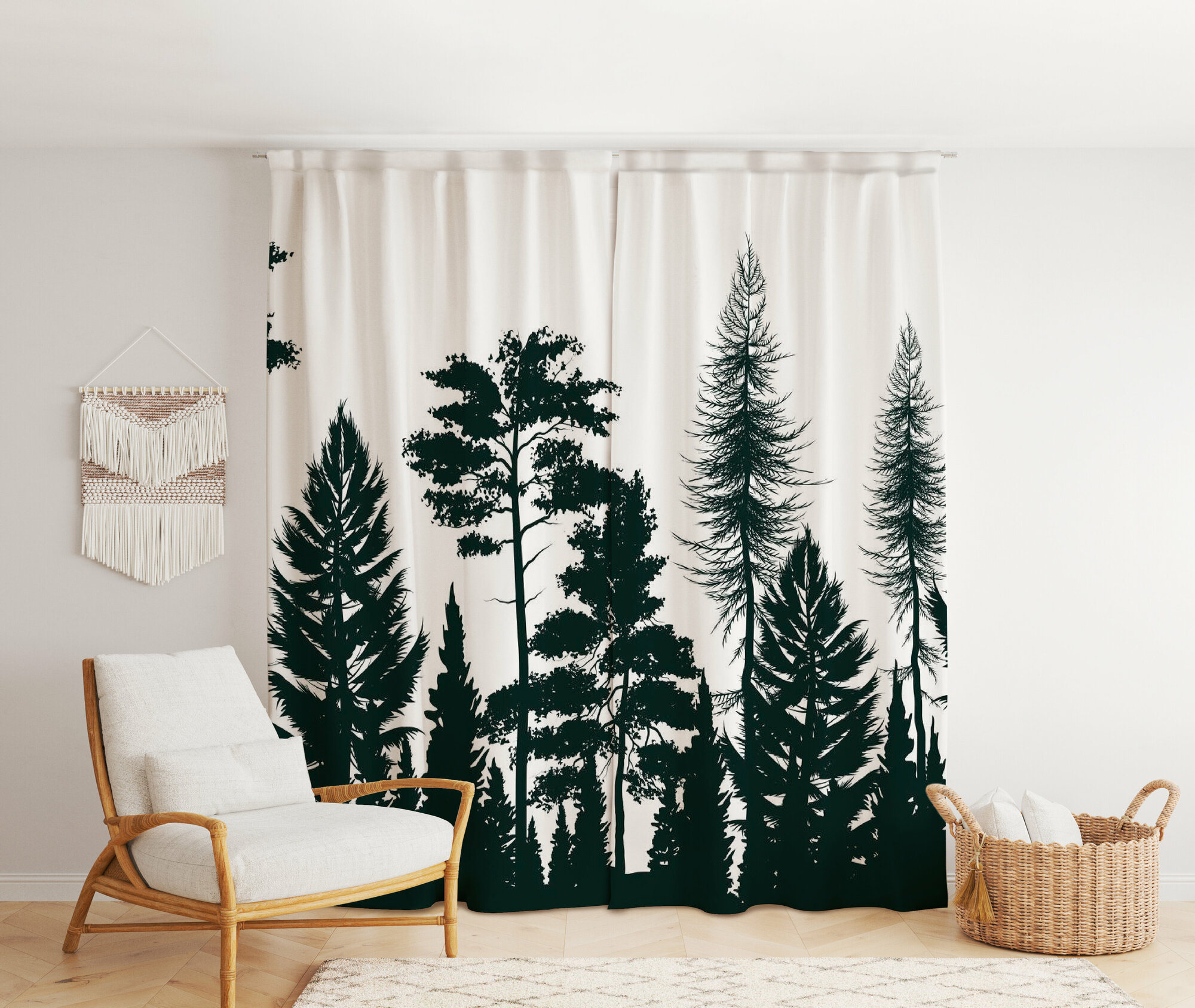 фото Фотошторы "Деревья" 1,45х2,6м, комплект 2шт, шторы для спальни, гостиной, кухни, в подарок на новый год