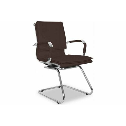 Офисное кресло для посетителей College CLG-620 LXH-C ширина сиденья 48 см, обивка кожа PU, каркас металлический хромированный коричневый