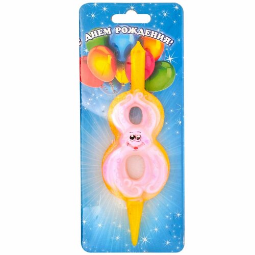 Свеча для торта цифра 8 12см осьминожка 293₽