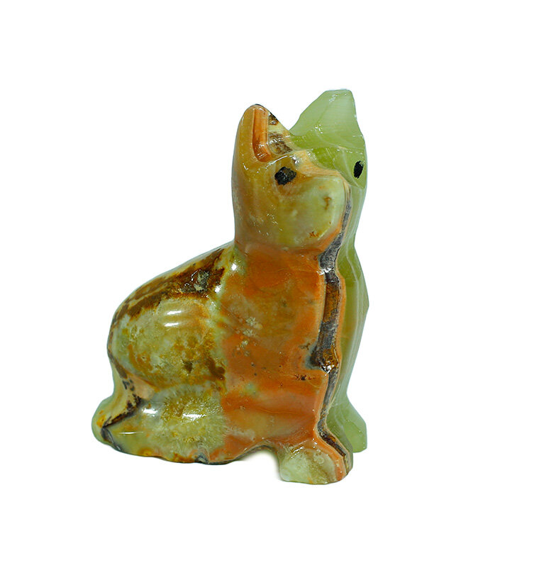 Сувенир кот из натурального камня оникс.