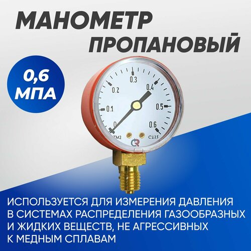 Манометр пропановый 6 атм (0,6 мПа) 50мм