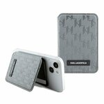 Karl Lagerfeld магнитный бумажник-подставка для iphone Wallet MagSafe Cardslot Stand Saffiano Monogram Plate loogo Silver - изображение