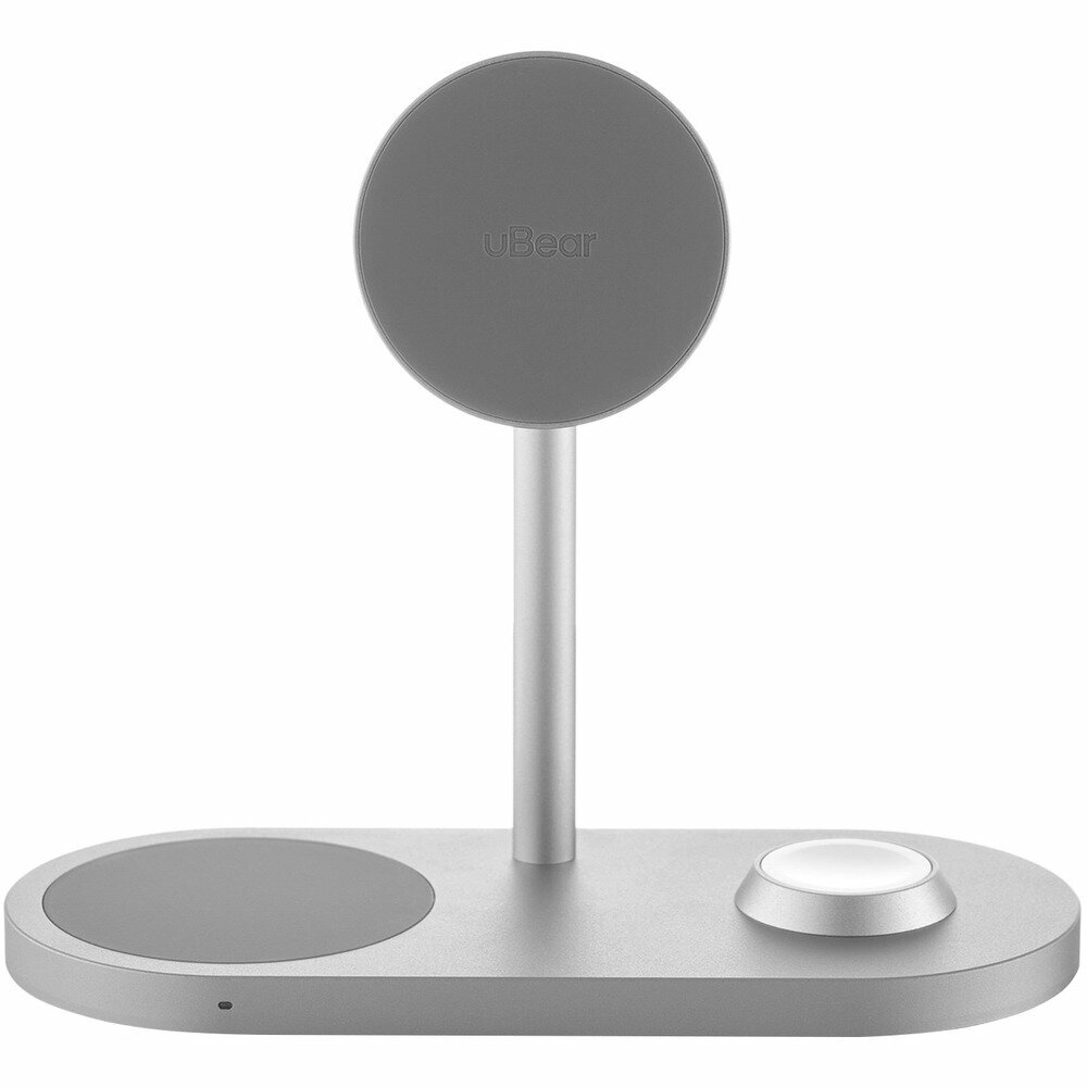 Беспроводное зарядное устройство uBear Stage 3 in 1 (WL07SL31-AD), серебристый — фото 1