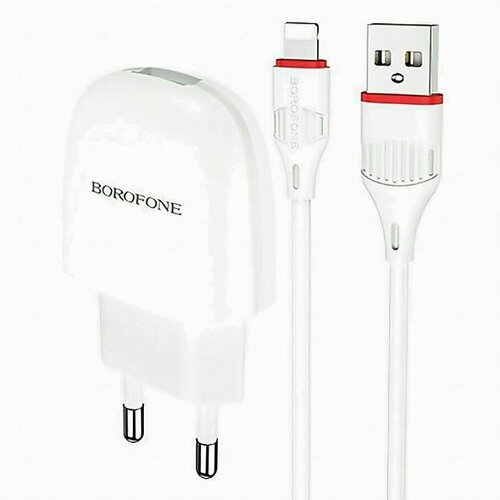 Адаптер Сетевой с кабелем BA49A Lightning, 1 шт. зарядный комплект borofone ba49a vast power кабель usb type c 10 вт белый