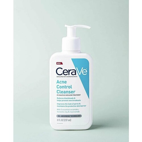 CeraVe Acne Control Cleanser, Гель-пенка для умывания от акне 237 мл гель пенка для очищения pyunkang yul acne facial cleanser 120 мл