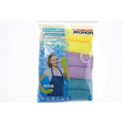 Салфетка микрофибра Эконом smart 30х30 80*20 6шт.