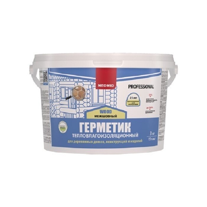 Герметик акриловый межшовный теплый шов NEOMID WOOD PROFESSIONAL медовый (3 кг) ведро