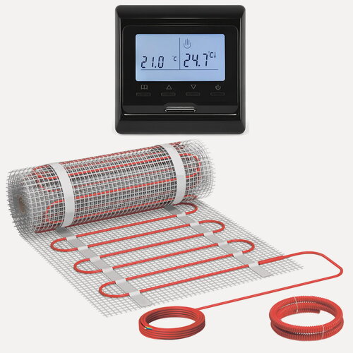 Изображение товара Теплый пол Vimarr Y 540Y525KM3.5-M1-12 3.5 м2 525 Вт с черным программируемым терморегулятором