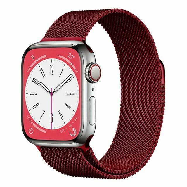 Ремешок миланcкий из нержавеющей стали Milanese Loop для Apple Watch 38/40/41 мм, на магните, бордовый (8)