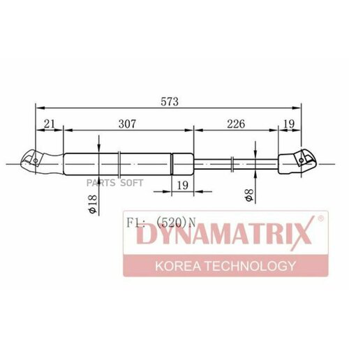 Амортизатор багажника Dynamatrix-Korea DGS2569LN для Opel Astra