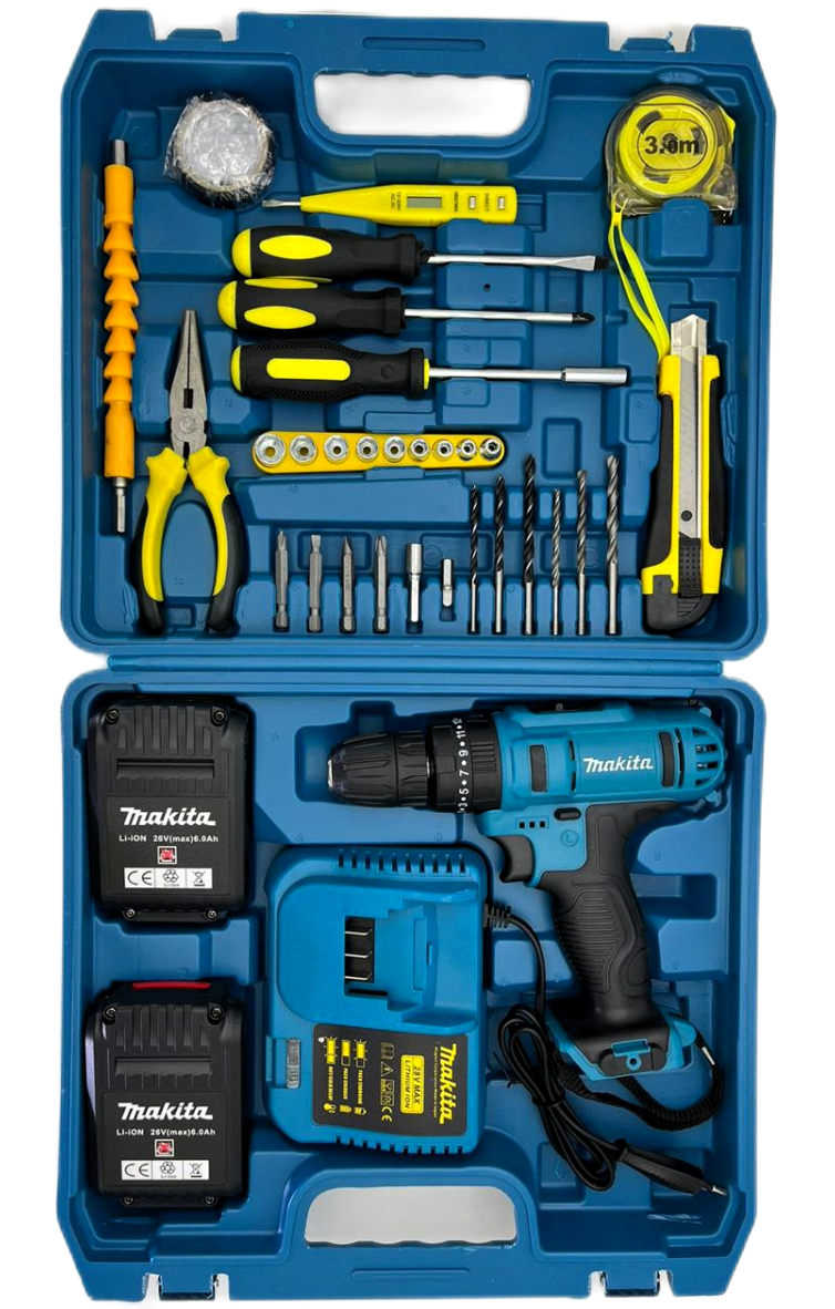 фото Шуруповерт с ударом 26В в кейсе с инструментами