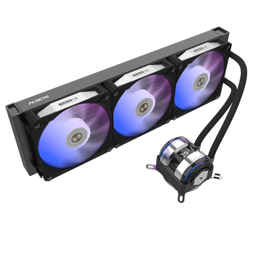 I360-B, Pump dimensions: L70*W70*H52.4 mm Pump speed: 3200RPM±10% Pump bearing: ceramic bearing Water bloack dimensions: 393*120*27mm Interlocking fan dimensions: 120*120*25mm Voltage: DC 12V Current: 0.2A±10% Fan speed: 800-1800RPM±10% Airflow: 31.18-80