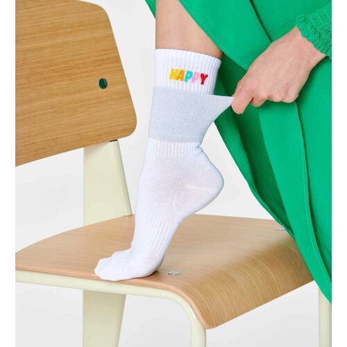 Носки Happy Socks Унисекс носки Happy socks Cuff 3/4 Crew Sock ATCUF14, размер 36-40, белый