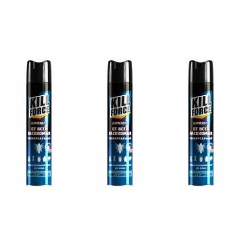 Аэрозоль инсектицидный Kill Force универсал от летающих и ползающих насекомых, 350 мл, 3 шт.