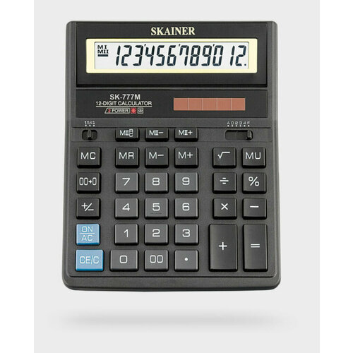 Калькулятор 12 разр. Skainer настольный проф. двойное питание, черный (аналог SDC-888X)