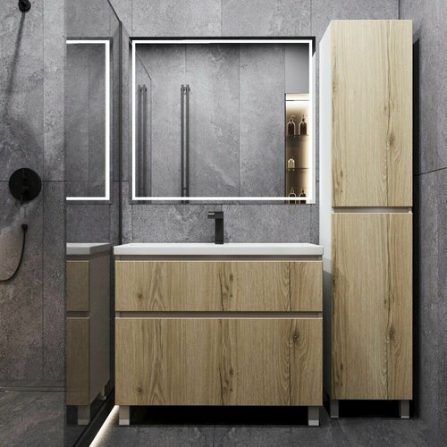 Тумба с раковиной в ванную тумба для ванной FAURAplus Аврора 90-2 напольная фасад дуб эльвезия раковина Classica 23000₽